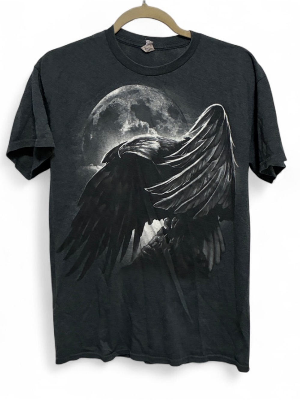 Vintage Bald Eagle Moon Graphic Short Sleeve T‑Shirt